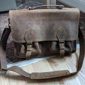 Brown Leather messenger laptop shoulder bag